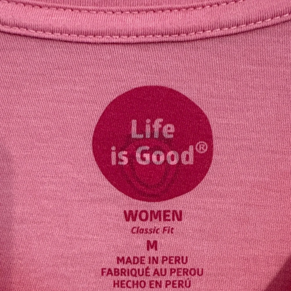 Life Is Good Pink V-Neck Tee with Graphic - Picture 2 of 5